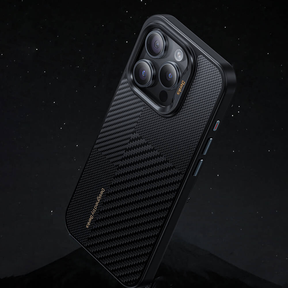 iPhone 16 Pro Kılıf M-safe Şarj Özellikli Karbon Fiber Benks Montage Hybrid ArmorPro Kevlar Kılıf