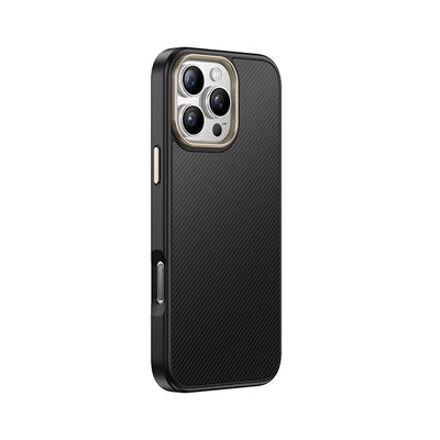 Apple iPhone 16 Pro Kılıf M-safe Şarj Özellikli Karbon Fiber Görünümlü Zore Antina Kapak Siyah