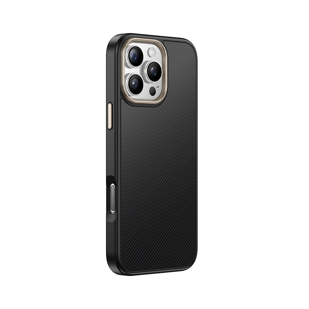 Apple iPhone 16 Pro Kılıf M-safe Şarj Özellikli Karbon Fiber Görünümlü Zore Antina Kapak Mavi