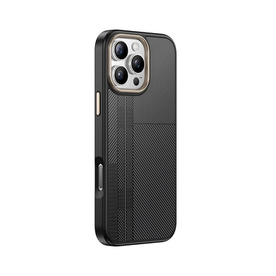 Apple iPhone 16 Pro Kılıf M-safe Şarj Özellikli Karbon Fiber Görünümlü Zore Antina Kapak Siyah