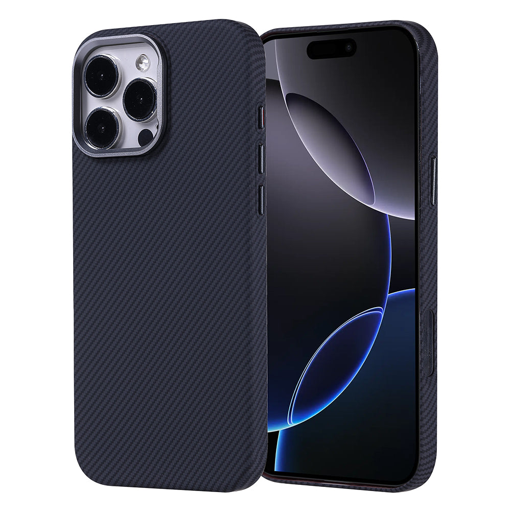 Apple iPhone 16 Pro Kılıf M-safe Şarj Özellikli Karbon Fiber Görünümlü Zore Nekst Kapak Siyah