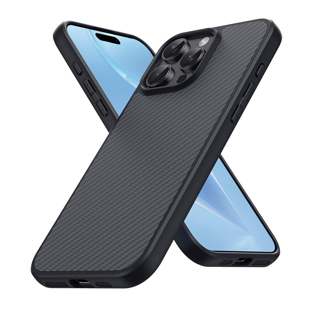 iPhone 16 Pro Kılıf M-safe Şarj Özellikli Karbon Fiber Tasarımlı Zore Elnino Kılıf