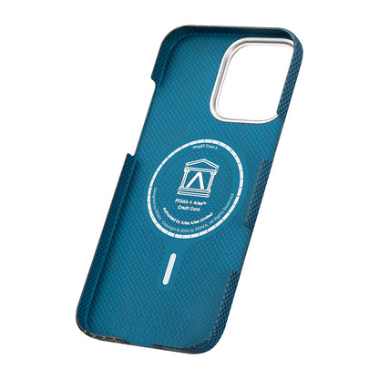 iPhone 16 Pro Kılıf M-safe Şarj Özellikli Lumintex Teknolojili Fosforlu Aramid Fiber Pitaka Tactile Woven Aries Serisi Credit Card Kılıf