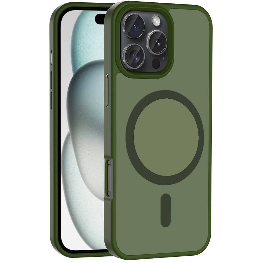 Apple iPhone 16 Pro Kılıf M-safe Şarj Özellikli Mat Arka Yüzey Zore Sio Kapak Gri