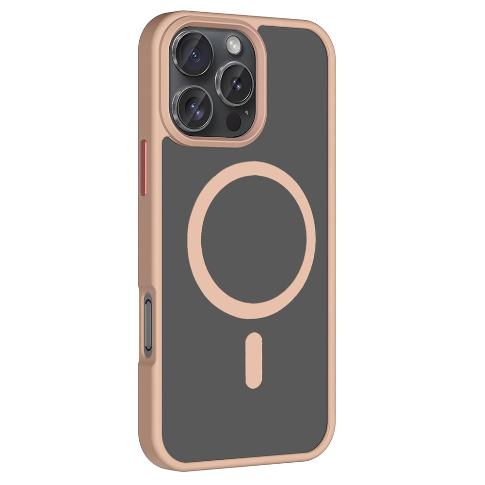 Apple iPhone 16 Pro Kılıf Magsafe Şarj Özellikli Mat Arka Yüzey Zore Sio Kapak Rose Brown