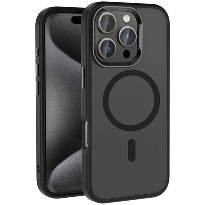 iPhone 16 Pro Kılıf M-safe Şarj Özellikli Parlak Kamera Çerçeveli Zore Kost Kılıf