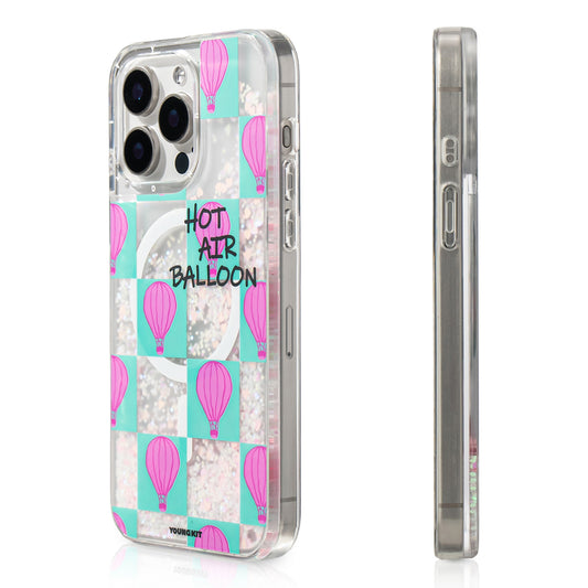 iPhone 16 Pro Kılıf M-safe Şarj Özellikli Parlak Kumlu Sıvılı Youngkit Pink Dream Quicksand Serisi Kılıf