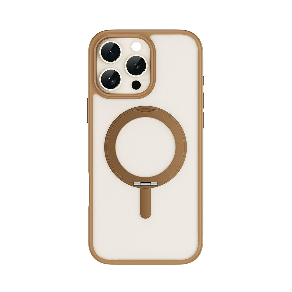 Apple iPhone 16 Pro Kılıf Magsafe Şarj Özellikli Parmak İzi Bırakmayan Wiwu FGG-202 Armor Ultra Serisi Kapak Gold