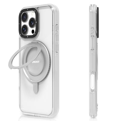 Apple iPhone 16 Pro Kılıf Magsafe Şarj Özellikli Parmak Ring Standlı Youngkit Pivot Serisi Kapak Şeffaf