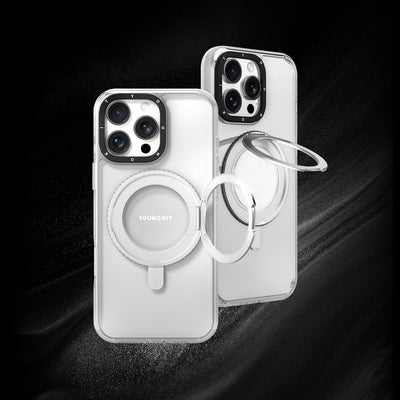 Apple iPhone 16 Pro Kılıf Magsafe Şarj Özellikli Parmak Ring Standlı Youngkit Pivot Serisi Kapak Şeffaf