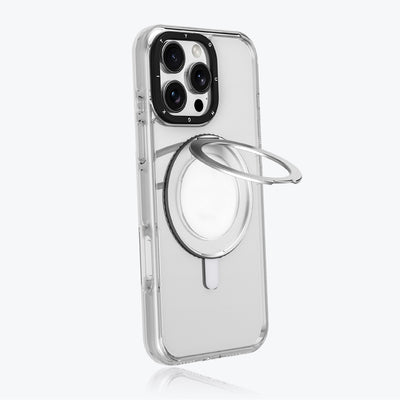 Apple iPhone 16 Pro Kılıf Magsafe Şarj Özellikli Parmak Ring Standlı Youngkit Pivot Serisi Kapak Şeffaf