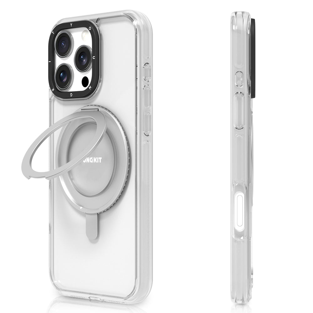 Apple iPhone 16 Pro Kılıf Magsafe Şarj Özellikli Parmak Ring Standlı Youngkit Pivot Serisi Kapak Şeffaf
