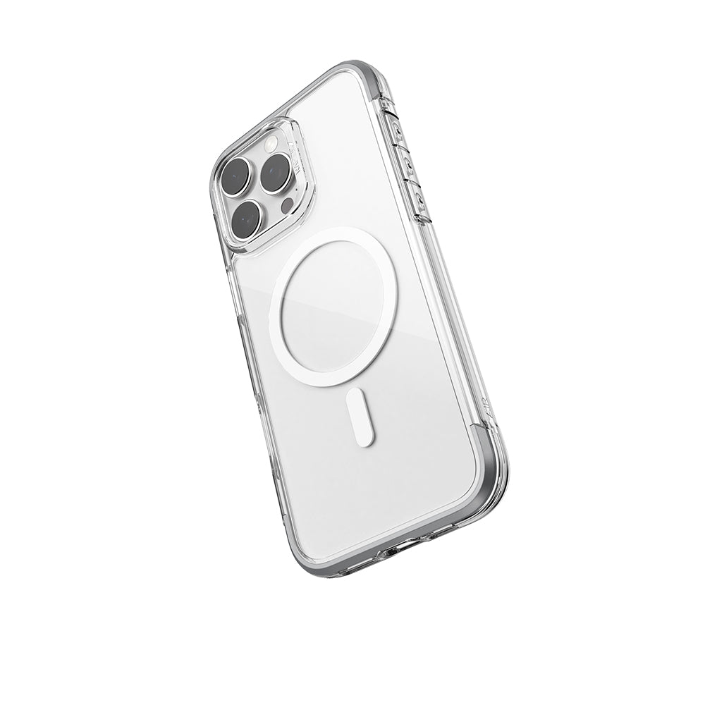 iPhone 16 Pro Kılıf M-safe Şarj Özellikli Raptic Air Serisi Airbag Tasarımlı Metal Köşelikli Şeffaf Kılıf