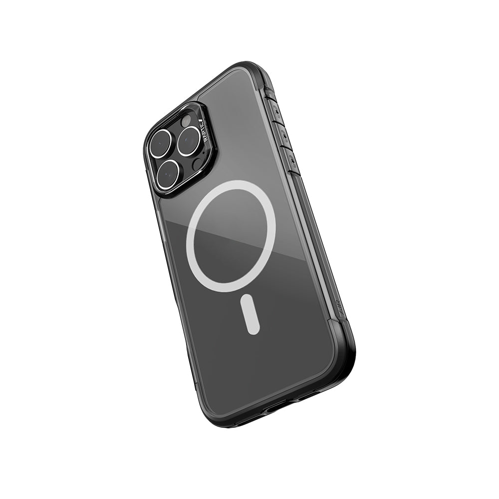 Apple iPhone 16 Pro Kılıf Magsafe Şarj Özellikli Raptic Air Serisi Airbag Tasarımlı Metal Köşelikli Şeffaf Kapak Gümüş