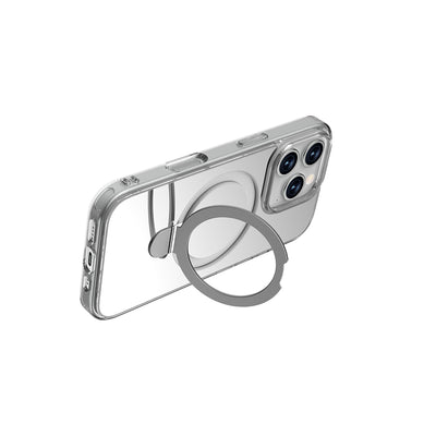 Apple iPhone 16 Pro Kılıf Magsafe Şarj Özellikli Raptic Air Stand Serisi Aynalı Arka Yüzey Standlı Kapak Gri