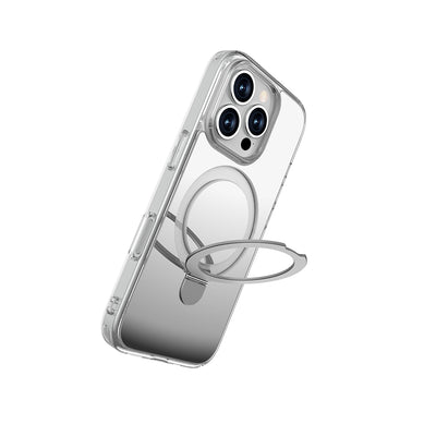 Apple iPhone 16 Pro Kılıf Magsafe Şarj Özellikli Raptic Air Stand Serisi Aynalı Arka Yüzey Standlı Kapak Gri