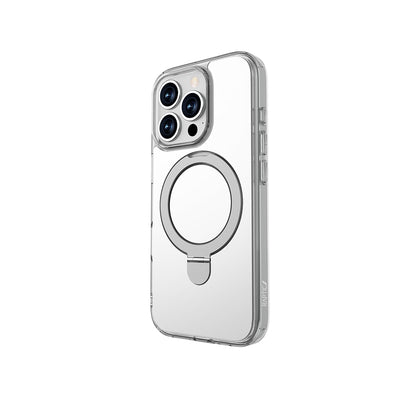 Apple iPhone 16 Pro Kılıf Magsafe Şarj Özellikli Raptic Air Stand Serisi Aynalı Arka Yüzey Standlı Kapak Gri