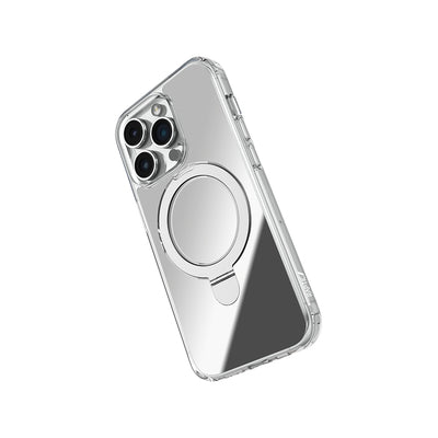 Apple iPhone 16 Pro Kılıf Magsafe Şarj Özellikli Raptic Air Stand Serisi Aynalı Arka Yüzey Standlı Kapak Gri