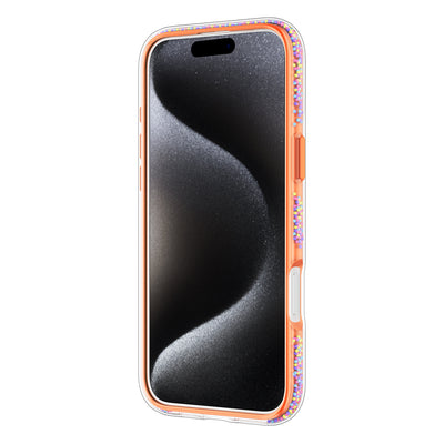 Apple iPhone 16 Pro Kılıf Magsafe Şarj Özellikli Raptic AirJoy Serisi Boncuk Tasarımlı 360 Derece Dönebilen Standlı Kapak Turuncu