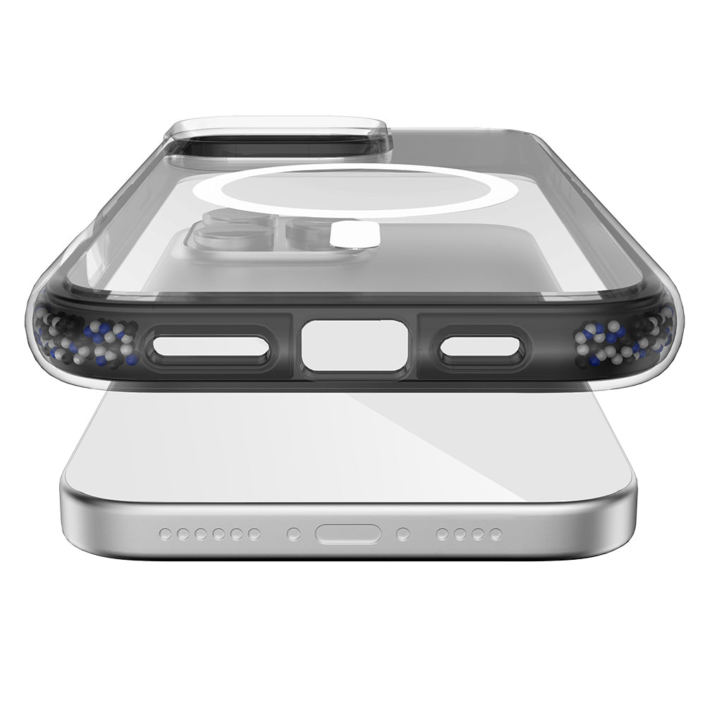Apple iPhone 16 Pro Kılıf Magsafe Şarj Özellikli Raptic AirJoy Serisi Boncuk Tasarımlı Şeffaf Kapak Turuncu