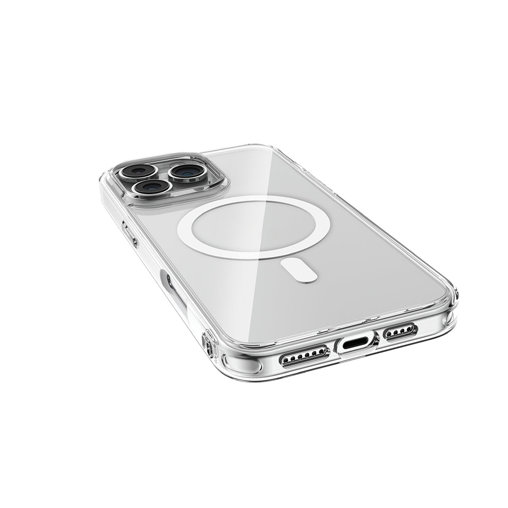 Apple iPhone 16 Pro Kılıf Magsafe Şarj Özellikli Raptic Crystal MagSafe Serisi Şeffaf Kapak Şeffaf
