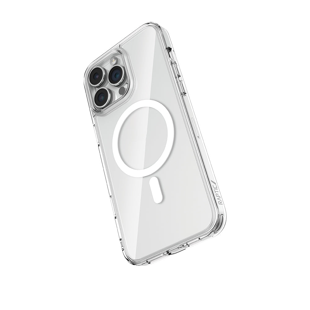 Apple iPhone 16 Pro Kılıf Magsafe Şarj Özellikli Raptic Crystal MagSafe Serisi Şeffaf Kapak Şeffaf