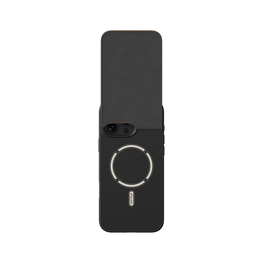 iPhone 16 Pro Kılıf M-safe Şarj Özellikli Raptic Slim Wallet Serisi Deri Görünümlü Kartlıklı Standlı Kılıf