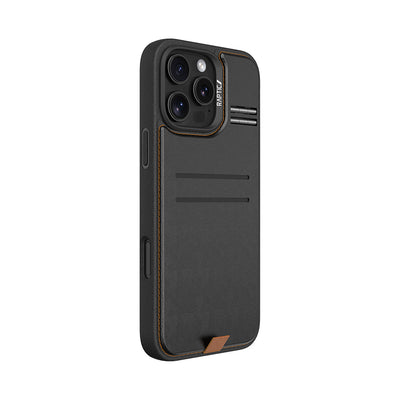 Apple iPhone 16 Pro Kılıf M-safe Şarj Özellikli Raptic Slim Wallet Serisi Deri Görünümlü Kartlıklı Standlı Kapak Siyah