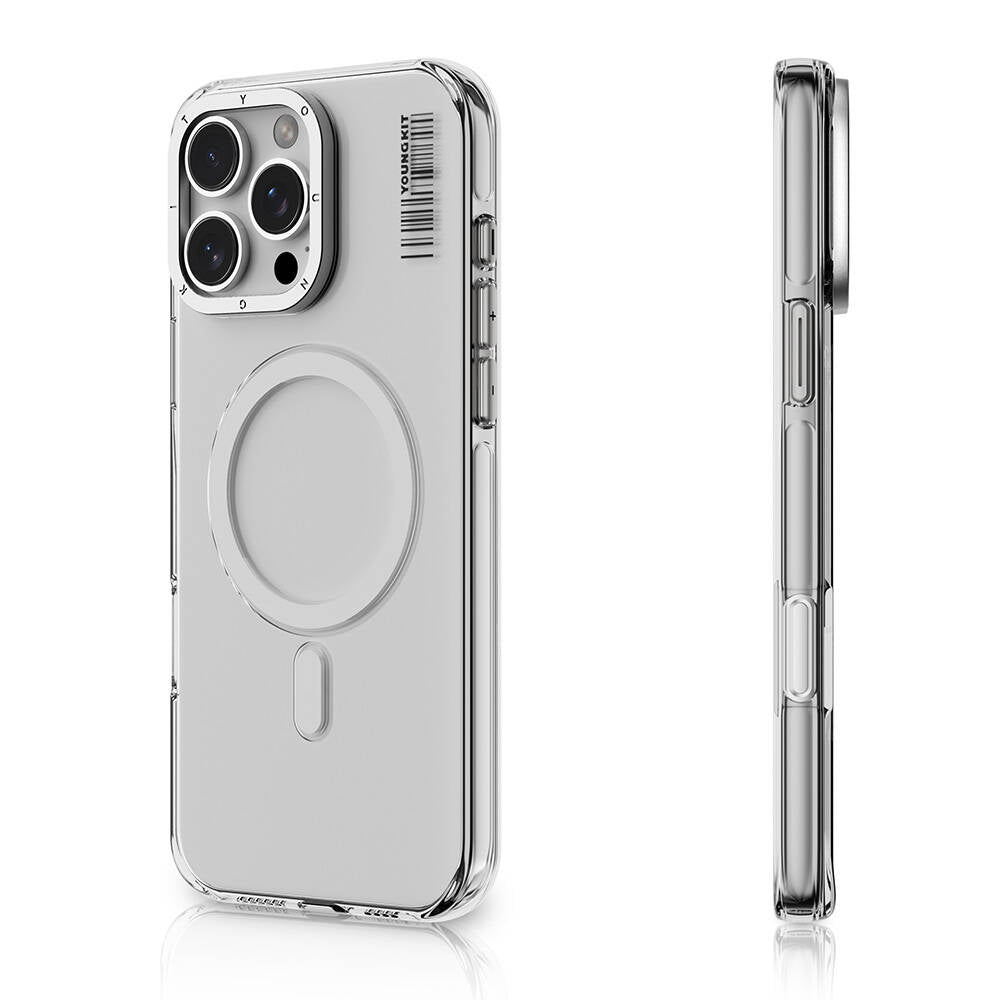 Apple iPhone 16 Pro Kılıf Magsafe Şarj Özellikli Şeffaf Youngkit Crystal Shield Serisi Kapak Siyah