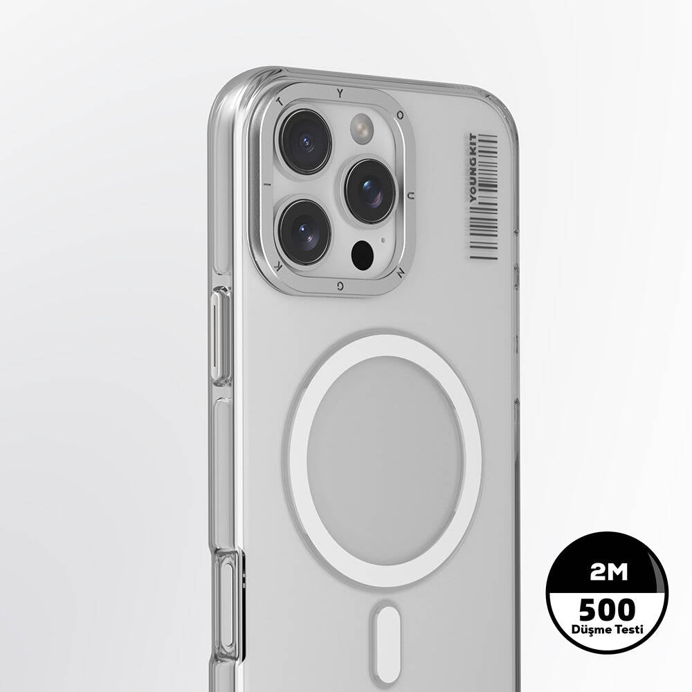 Apple iPhone 16 Pro Kılıf Magsafe Şarj Özellikli Şeffaf Youngkit Crystal Shield Serisi Kapak Siyah
