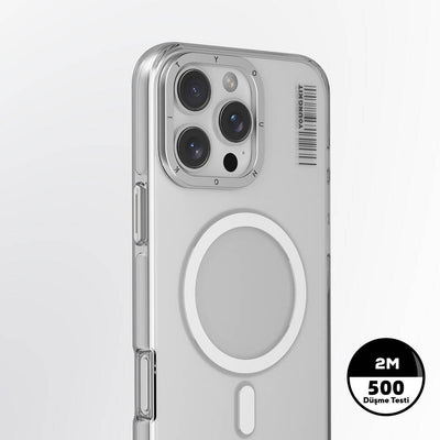 Apple iPhone 16 Pro Kılıf Magsafe Şarj Özellikli Şeffaf Youngkit Crystal Shield Serisi Kapak Siyah