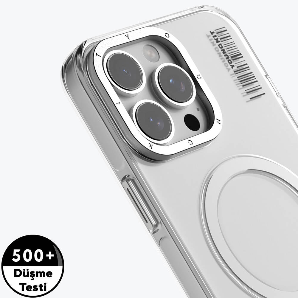 Apple iPhone 16 Pro Kılıf Magsafe Şarj Özellikli Şeffaf Youngkit Crystal Shield Serisi Kapak Siyah