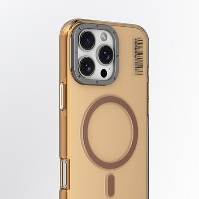 Apple iPhone 16 Pro Kılıf Magsafe Şarj Özellikli Şeffaf Youngkit Crystal Shield Serisi Kapak Gold