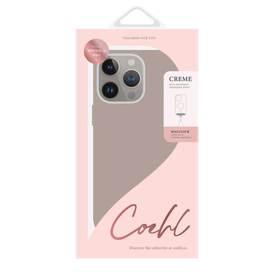 Apple iPhone 16 Pro Kılıf Magsafe Şarj Özellikli Soft Arka Yüzey Askı İpli Coehl Creme Kapak Pembe