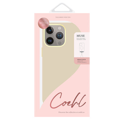 Apple iPhone 16 Pro Kılıf Magsafe Şarj Özellikli Soft Arka Yüzey Askı İpli Coehl Muse Kapak Krem