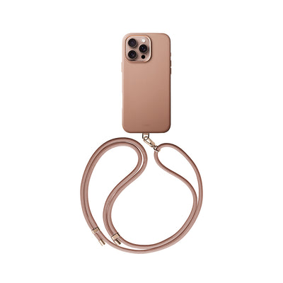 Apple iPhone 16 Pro Kılıf Magsafe Şarj Özellikli Soft Arka Yüzey Askı İpli Coehl Muse Kapak Krem