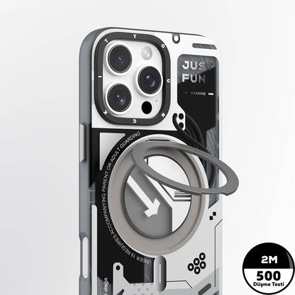 iPhone 16 Pro Kılıf M-safe Şarj Özellikli Youngkit 360° Standlı Starship Serisi Kılıf