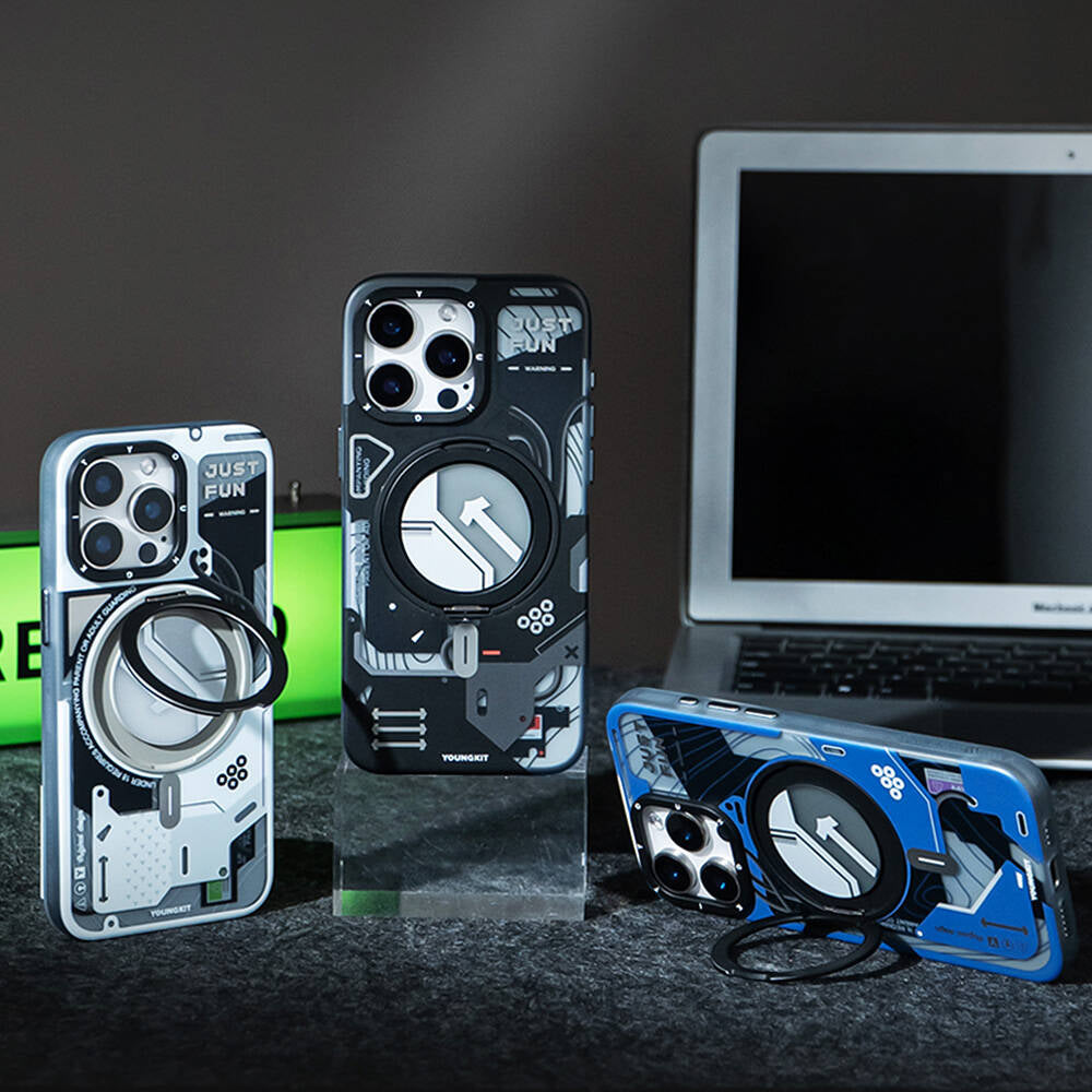iPhone 16 Pro Kılıf M-safe Şarj Özellikli Youngkit 360° Standlı Starship Serisi Kılıf