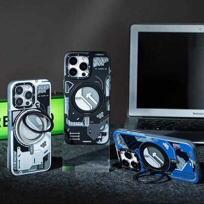 iPhone 16 Pro Kılıf M-safe Şarj Özellikli Youngkit 360° Standlı Starship Serisi Kılıf