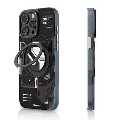 iPhone 16 Pro Kılıf M-safe Şarj Özellikli Youngkit 360° Standlı Starship Serisi Kılıf