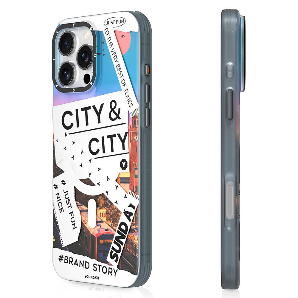 Apple iPhone 16 Pro Kılıf Magsafe Şarj Özellikli Youngkit A-City Serisi Kapak Mavi