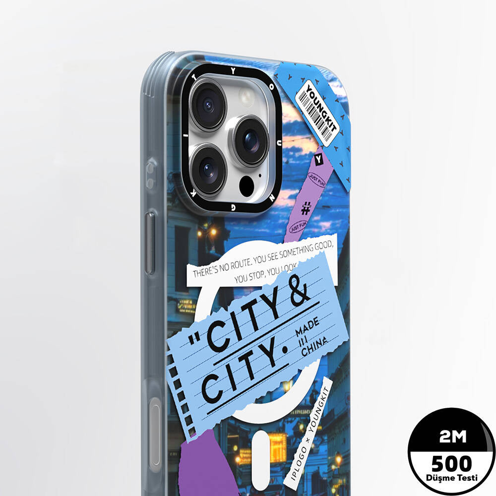 Apple iPhone 16 Pro Kılıf Magsafe Şarj Özellikli Youngkit A-City Serisi Kapak Mavi
