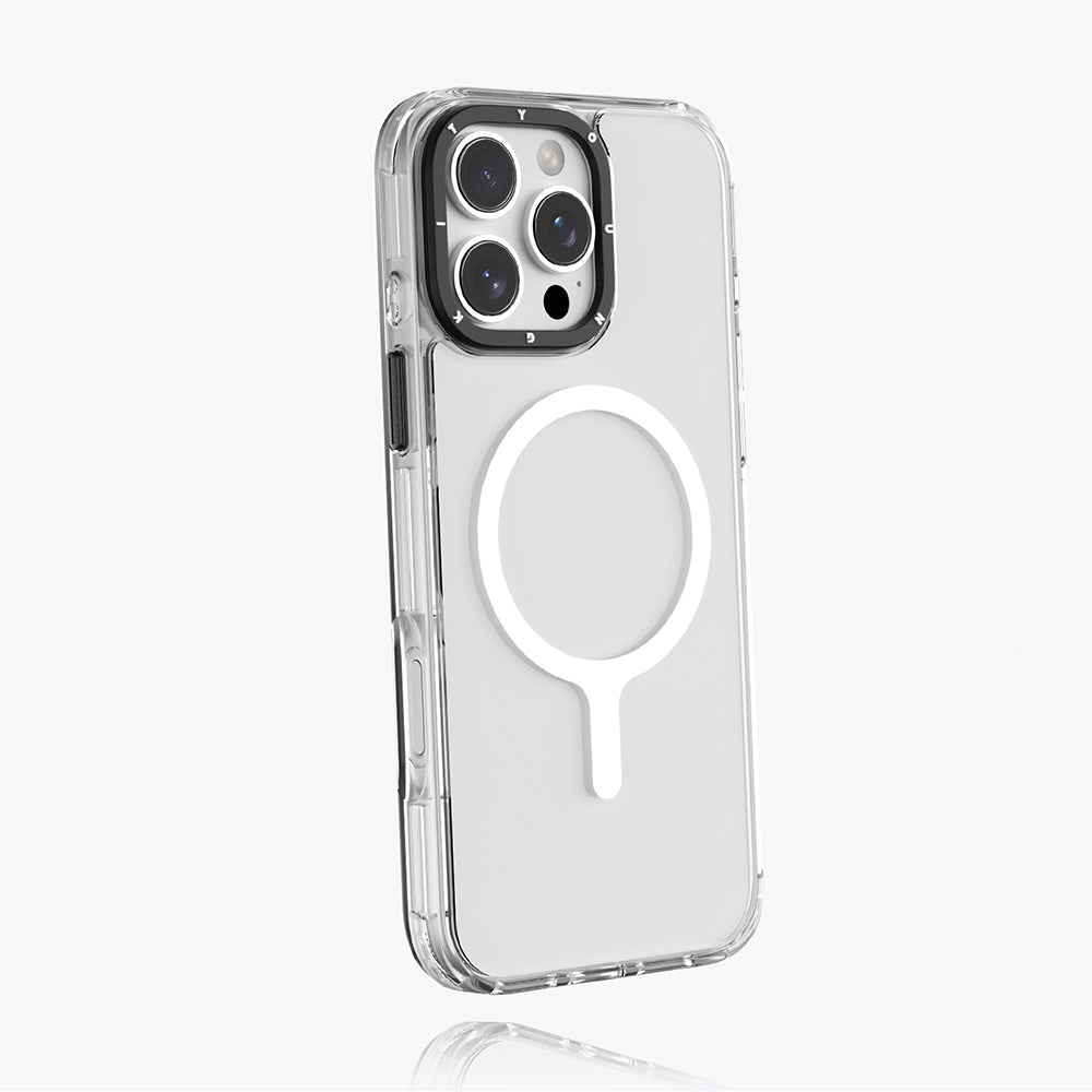Apple iPhone 16 Pro Kılıf Magsafe Şarj Özellikli YoungKit Crystal Color Serisi Kapak Gri