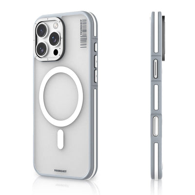 Apple iPhone 16 Pro Kılıf Magsafe Şarj Özellikli Youngkit Rock Sand Serisi Kapak Gri