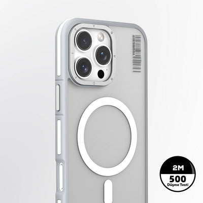 Apple iPhone 16 Pro Kılıf Magsafe Şarj Özellikli Youngkit Rock Sand Serisi Kapak Gold