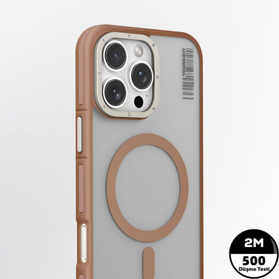 Apple iPhone 16 Pro Kılıf Magsafe Şarj Özellikli Youngkit Rock Sand Serisi Kapak Gri