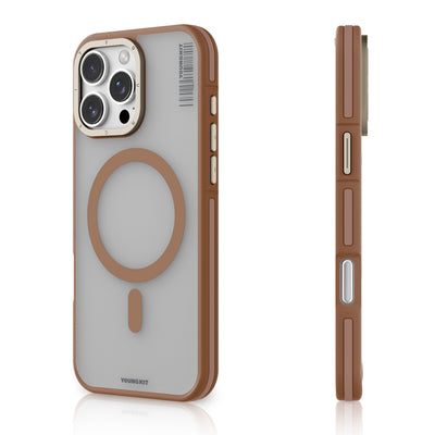Apple iPhone 16 Pro Kılıf Magsafe Şarj Özellikli Youngkit Rock Sand Serisi Kapak Gold