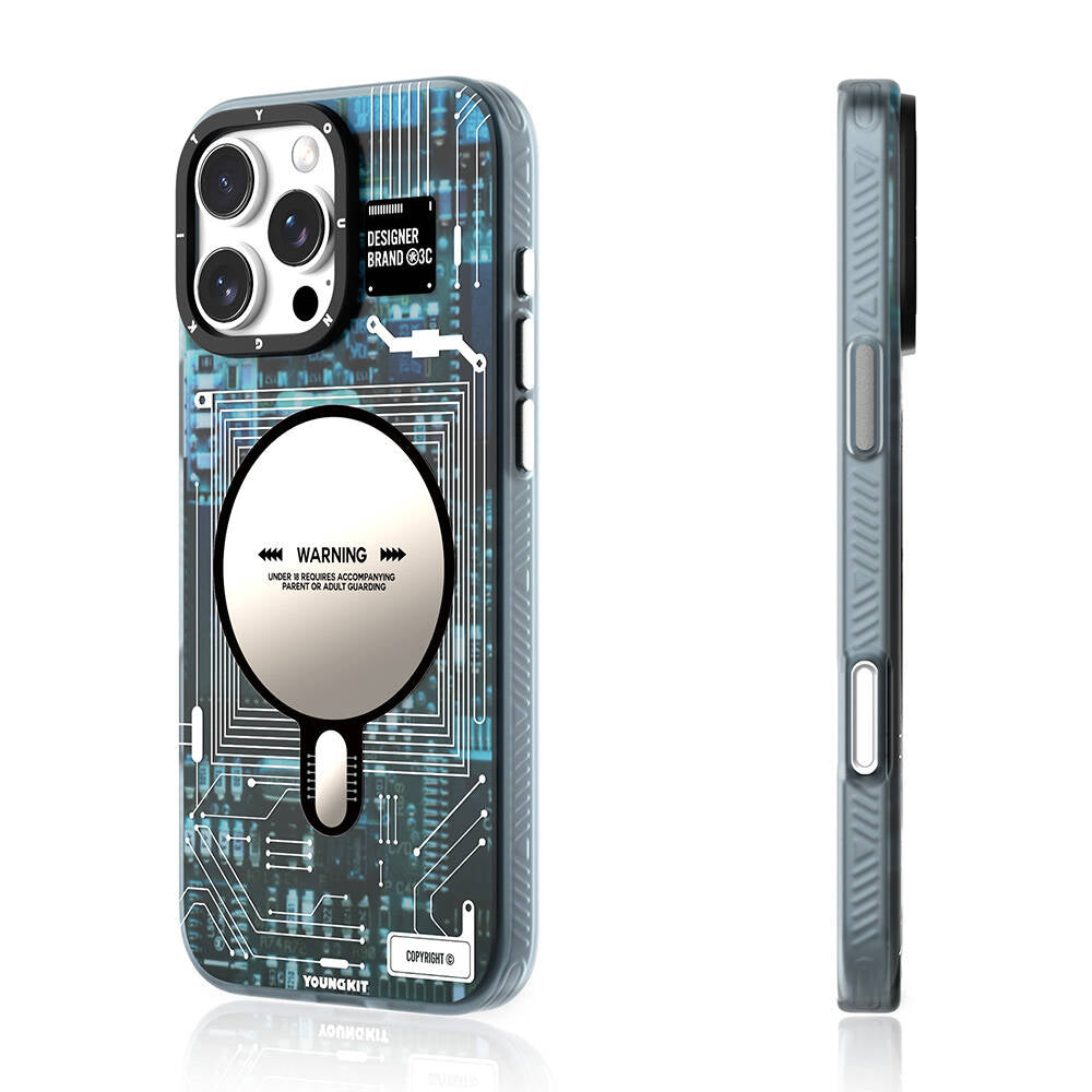 Apple iPhone 16 Pro Kılıf Magsafe Şarj Özellikli Youngkit Technology Serisi Kapak Gri