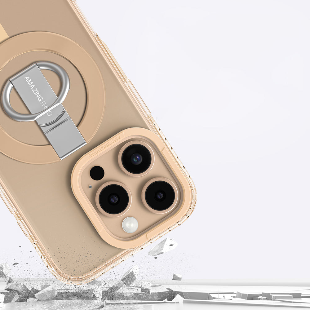 Apple iPhone 16 Pro Kılıf Magsafe Şarj Özellikli Yüzük Standlı Amazingthing Titan Pro Serisi Kapak Rose Gold