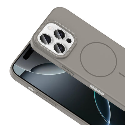Apple iPhone 16 Pro Kılıf M-safe Şarj Özellikli Zore Ruby Sert Kapak Desert Titanyum